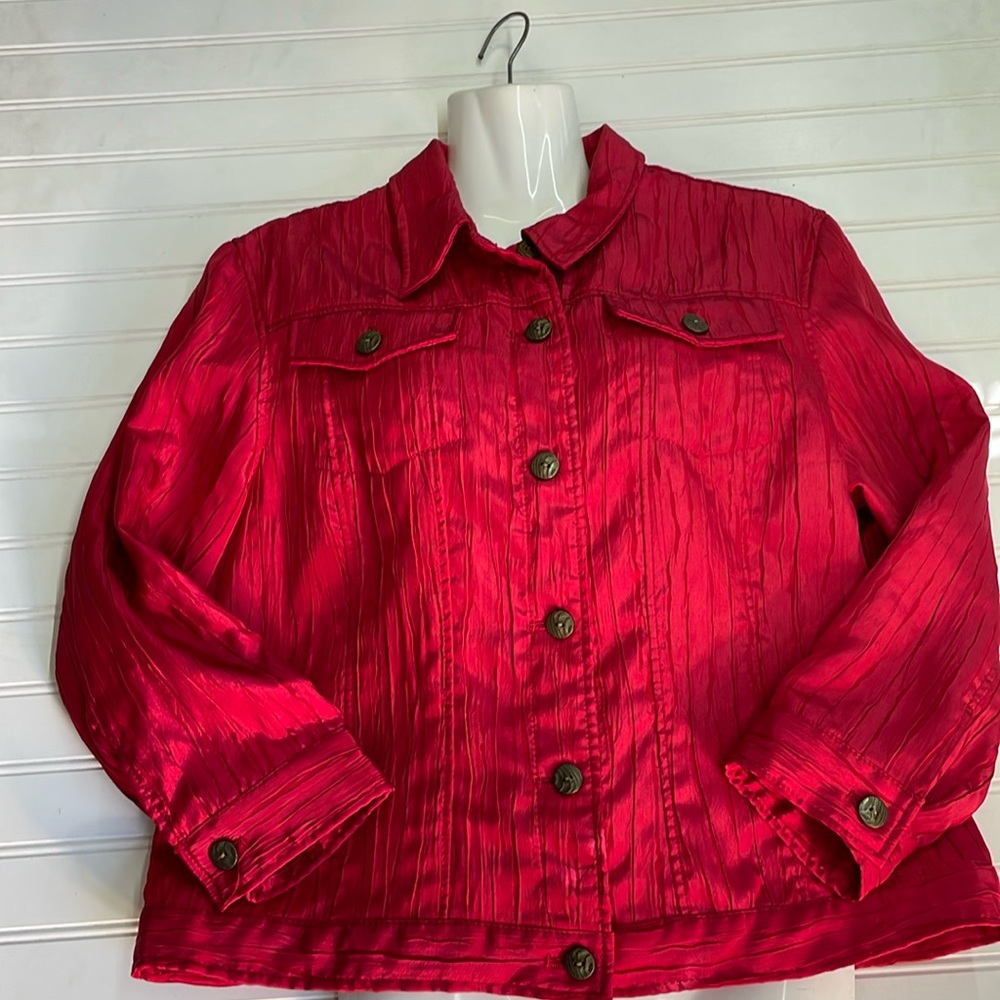 Ruby Rd. Red Crinkled Jacket. - Picture 7 of 9
